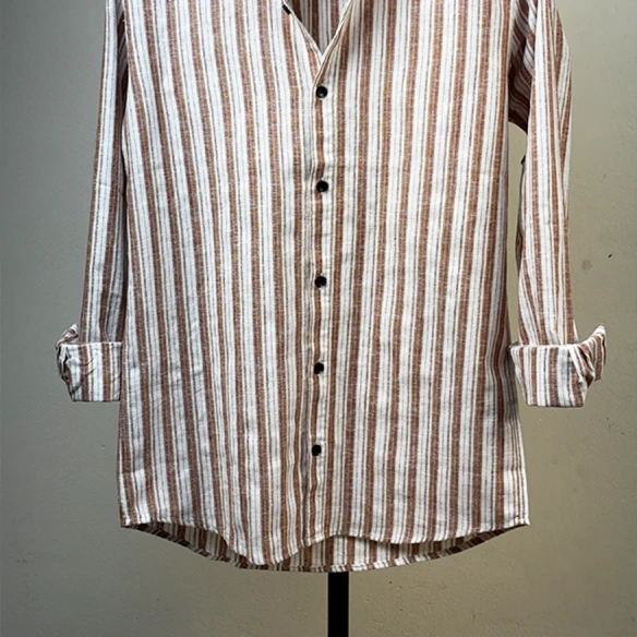 Rustic Striped Cotton Blend Shirt
