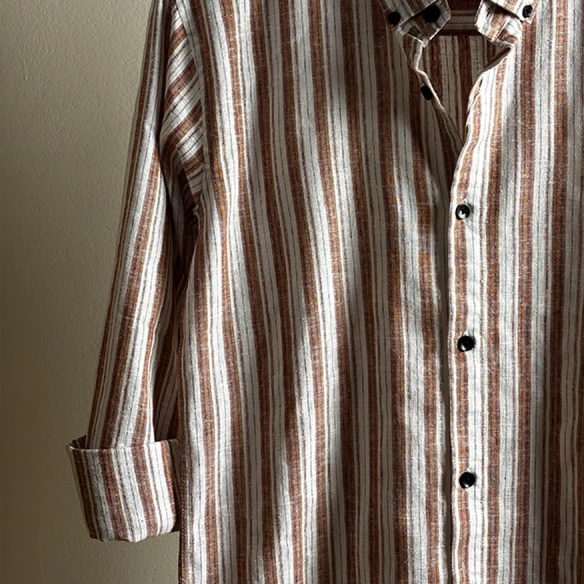 Rustic Striped Cotton Blend Shirt